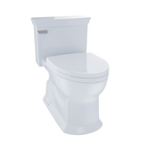 TOTO Eco Soire One Piece Elongated 1.28 GPF Universal Height Skirted Toilet with CEFIONTECT, Cotton White, Vitreous China, MS964214CEFG#01