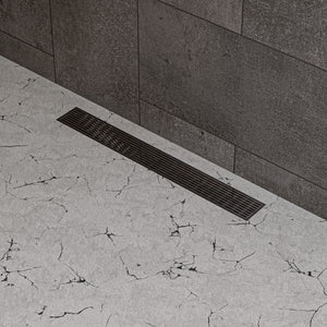Alternate Image for ALFI brand ABLD24D 24" Modern Stainless Steel Linear Shower Drain with Groove Lines, Grey