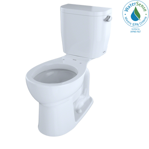 Alternate Image for TOTO Entrada Two-Piece Round 1.28 GPF Universal Height Toilet with Right-Hand Trip Lever, Cotton White, Vitreous China, CST243EFR#01