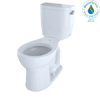 TOTO Entrada Two-Piece Round 1.28 GPF Universal Height Toilet with Right-Hand Trip Lever, Cotton White, Vitreous China, CST243EFR#01