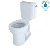 TOTO Entrada Two-Piece Round 1.28 GPF Universal Height Toilet with Right-Hand Trip Lever, Cotton White, Vitreous China, CST243EFR#01