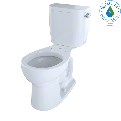 TOTO Entrada Two-Piece Round 1.28 GPF Universal Height Toilet with Right-Hand Trip Lever, Cotton White, Vitreous China, CST243EFR#01