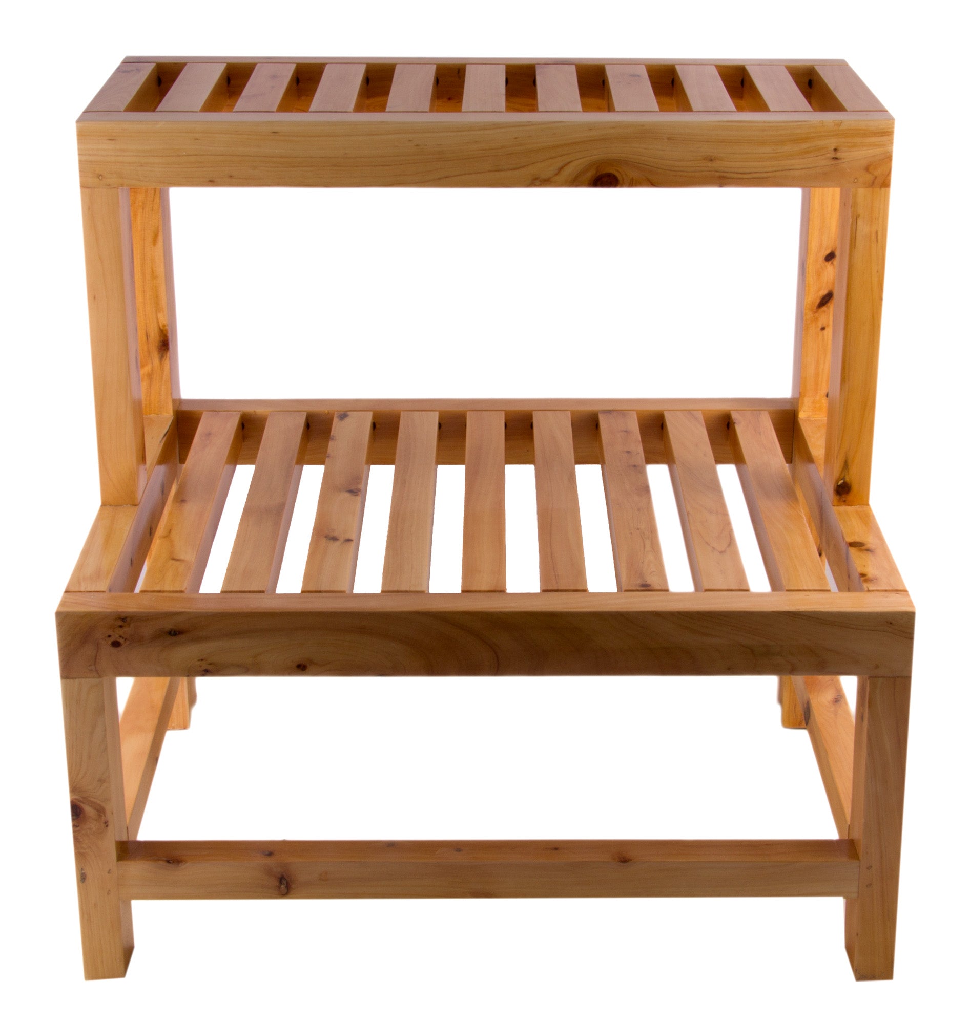 ALFI brand Cedar Wood, Natural Wood, AB4402 20" Double Wooden Stepping Stool Multi-Purpose Accessory
