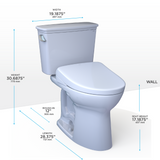 TOTO Drake Transitional WASHLET+ Two-Piece Elongated 1.28 GPF Universal Height TORNADO FLUSH Toilet and S7A Contemporary Bidet Seat with Auto Flush, Cotton White, Vitreous China|Plastic, MW7864736CEFGA#01