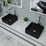 ALFI brand 15.13" x 15.13" Square Above Mount Porcelain Bathroom Sink, Black Matte, No Faucet Hole, ABC903-BM