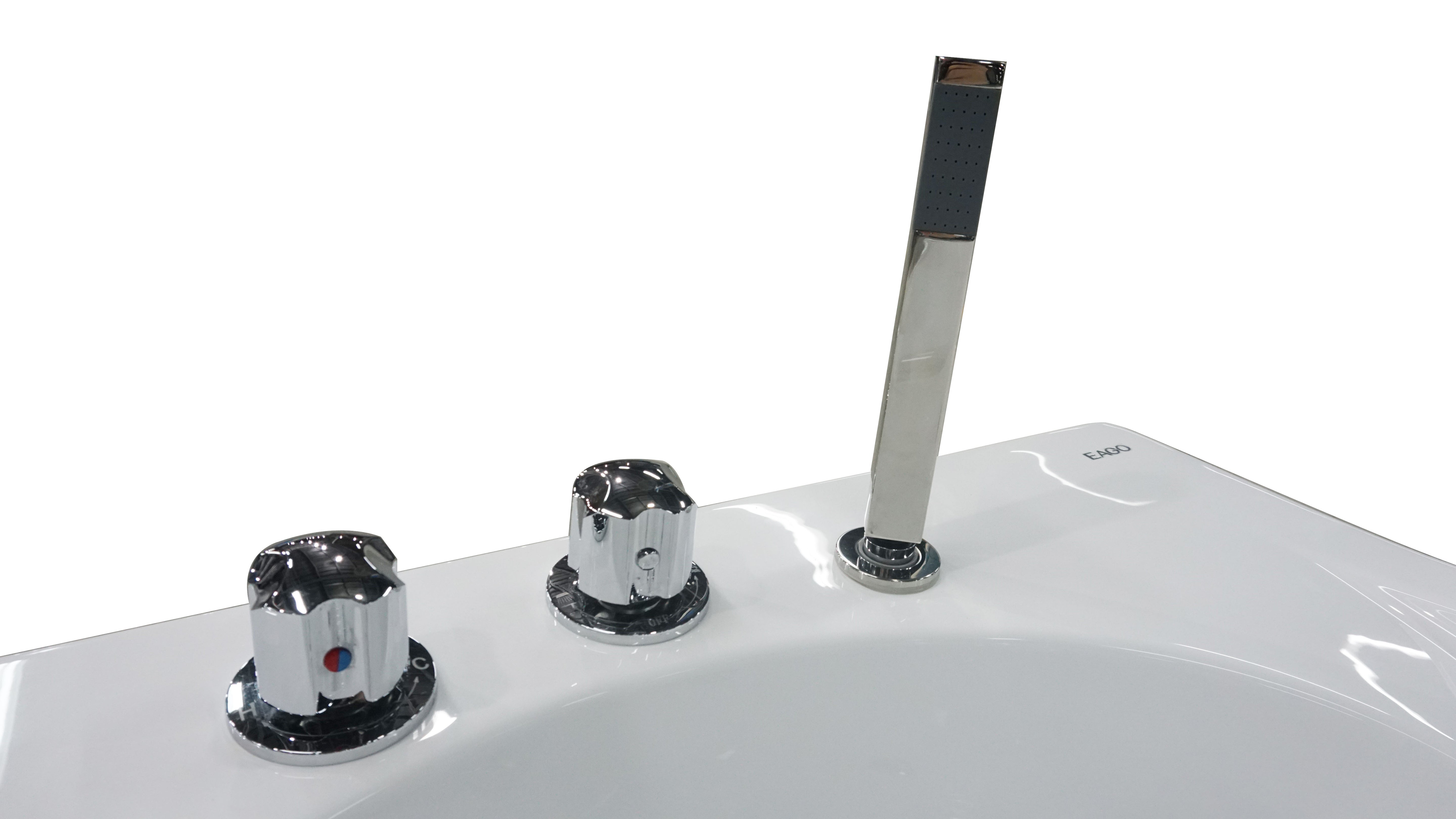 Alternative View of Eago 71" Acrylic Corner Rectangle Bathtub with Fixtures, White, AM189ETL-L