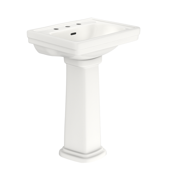 TOTO Promenade 24" x 19-1/4" Rectangular Pedestal Bathroom Sink for 8 inch Center Faucets, Colonial White, Vitreous China, LPT532.8N#11