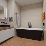 ALFI brand 68" Solid Surface Resin Free Standing Rectangle Soaking Bathtub, Black & White, AB9952BM