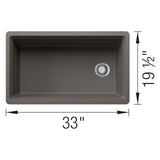 Blanco Inteos 33" Undermount Silgranit Workstation Kitchen Sink, Volcano Gray, No Faucet Hole, 443317