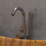 Alternative View of ALFI brand Brass, AB2534-BN Brushed Nickel Single Lever Floor Mounted Tub Filler Mixer w Hand Held Shower Head