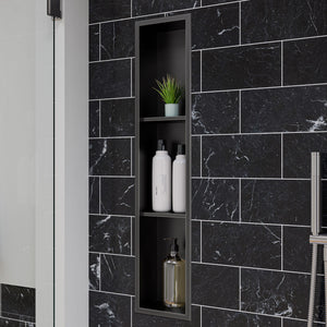 Alternate Image for ALFI brand ABNP0836-BB 8" x 36" Brushed Black PVD Stainless Steel Vertical Triple Shelf Shower Niche, 20 Gauge