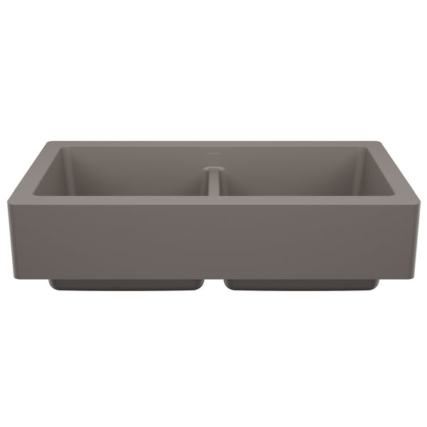 Blanco Vintera 33" Silgranit Farmhouse Sink, 50/50 Double Bowl, Volcano Gray, No Faucet Hole, 527418