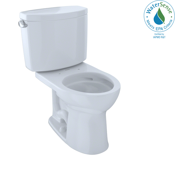 TOTO Drake II Two-Piece Round 1.28 GPF Universal Height Toilet with CEFIONTECT, Cotton White, Vitreous China, CST453CEFG#01