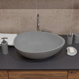 Alternative View of ALFI brand 21" x 15.4" Oval Above Mount Concrete Bathroom Sink, Gray Matte, No Faucet Hole, ABCO21O