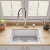 ALFI brand 27" Dual Mount Fireclay Kitchen Sink, White, No Faucet Hole, ABF2718UD-W