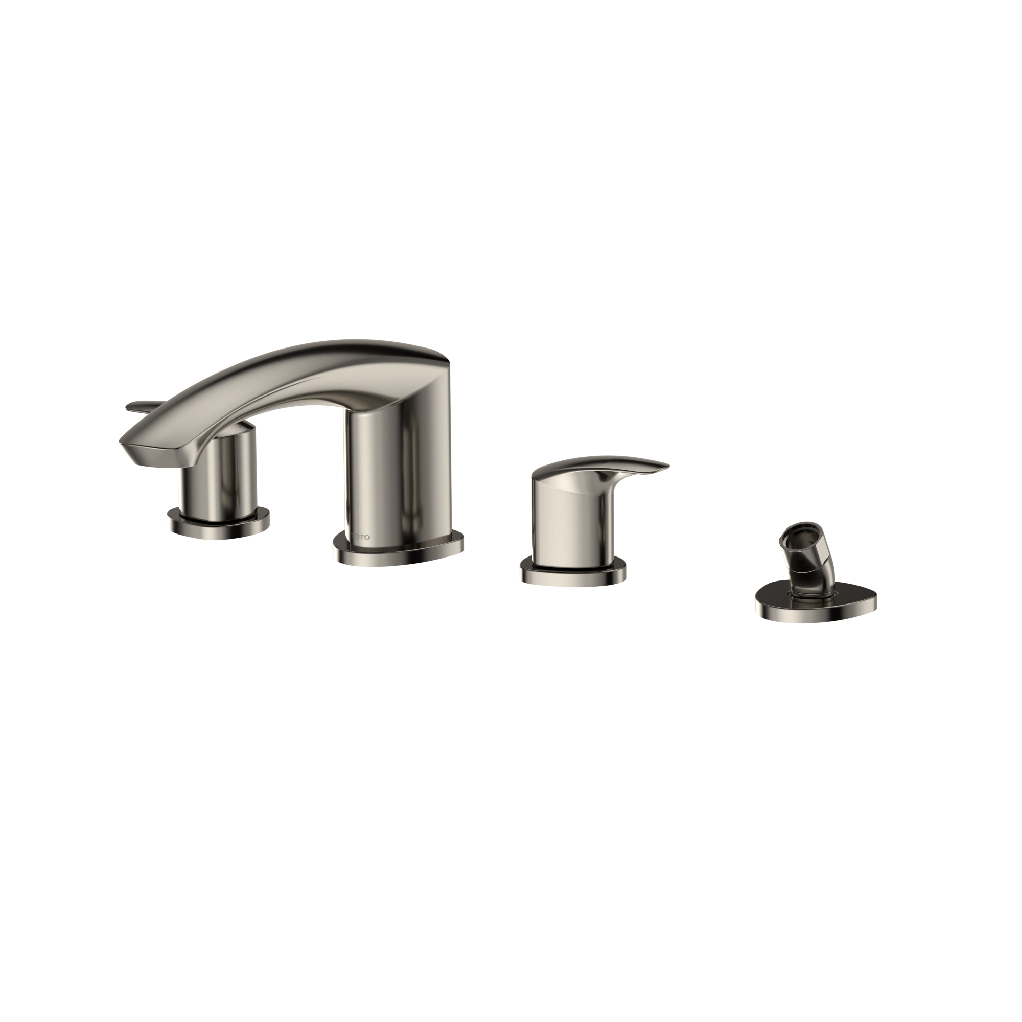 TOTO GM Two-Handle Deck-Mount Roman Tub Filler Trim with Handshower, Polished Nickel, Brass, TBG09202U#PN