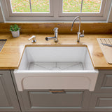 ALFI 30" Single Bowl Thick Wall Fireclay Farmhouse Apron Sink, White, AB3018ARCH-W