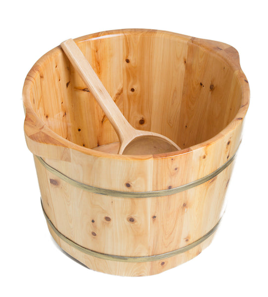 ALFI brand Cedar Wood, Natural Wood, AB6604 Round Wooden Cedar Foot Soaking Tub