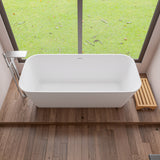 ALFI brand 68" Solid Surface Smooth Resin Free Standing Rectangle Soaking Bathtub, White Matte, AB9952