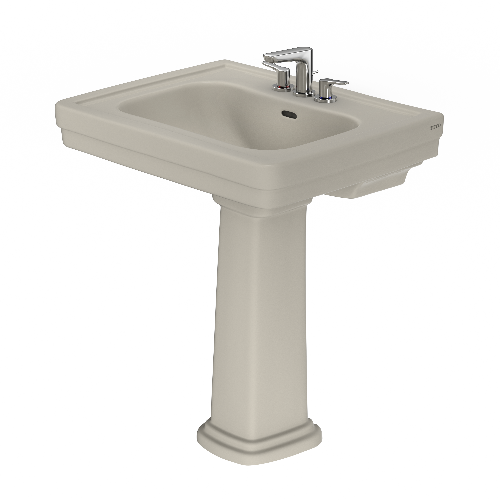 TOTO Promenade 27-1/2" x 22-1/4" Rectangular Pedestal Bathroom Sink for 4 inch Center Faucets, Bone, Vitreous China, LPT530.4N#03