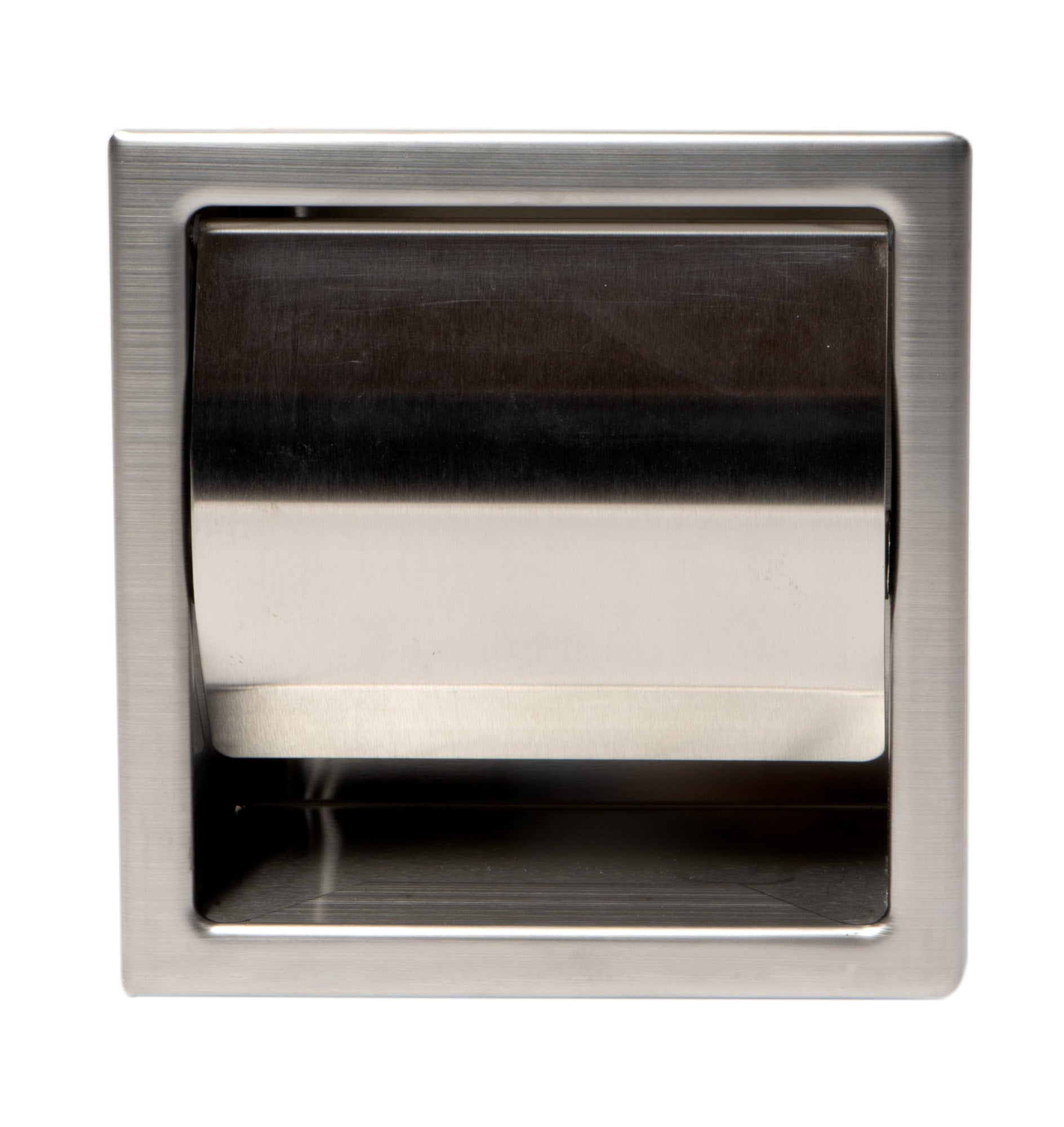 ALFI brand ABTP77-BSS Brushed Stainless Steel Recessed Toilet Paper Holder with Cover, Nickel