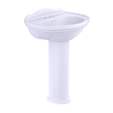 TOTO Whitney Oval Pedestal Bathroom Sink for 4 Inch Center Faucets, Cotton White, Vitreous China, LPT754.4#01