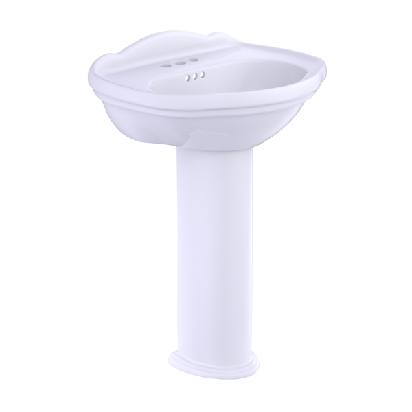 TOTO Whitney Oval Pedestal Bathroom Sink for 4 Inch Center Faucets, Cotton White, Vitreous China, LPT754.4#01