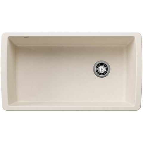 Blanco Diamond 34" Undermount Silgranit Kitchen Sink, Soft White, No Faucet Hole, 443071