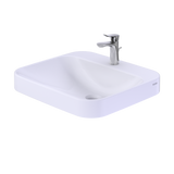 TOTO Arvina Rectangular 20" Vessel Bathroom Sink with CEFIONTECT for Single Hole Faucets, Cotton White, Vitreous China, LT415G#01