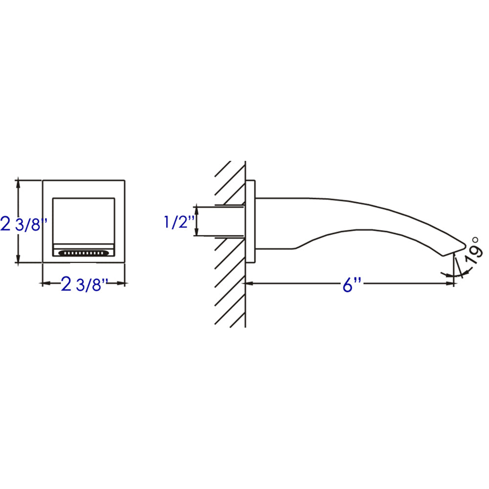Alternate Image for ALFI brand Brass, AB3301-PC Polished Chrome Curved Wallmounted Tub Filler Bathroom Spout