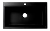 ALFI brand 34" Drop In Granite Composite Workstation Kitchen Sink with Accessories, Black, 1 Faucet Hole, AB3418SBDI-BLA