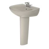 TOTO Supreme Oval Basin Pedestal Bathroom Sink with CeFiONtect for 4 Inch Center Faucets, Bone, Vitreous China, LPT241.4G#03