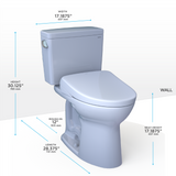 TOTO Drake WASHLET+ Two-Piece Elongated 1.28 GPF Universal Height TORNADO FLUSH Toilet with S7A Contemporary Bidet Seat, Cotton White, Vitreous China|Plastic, MW7764736CEFG#01