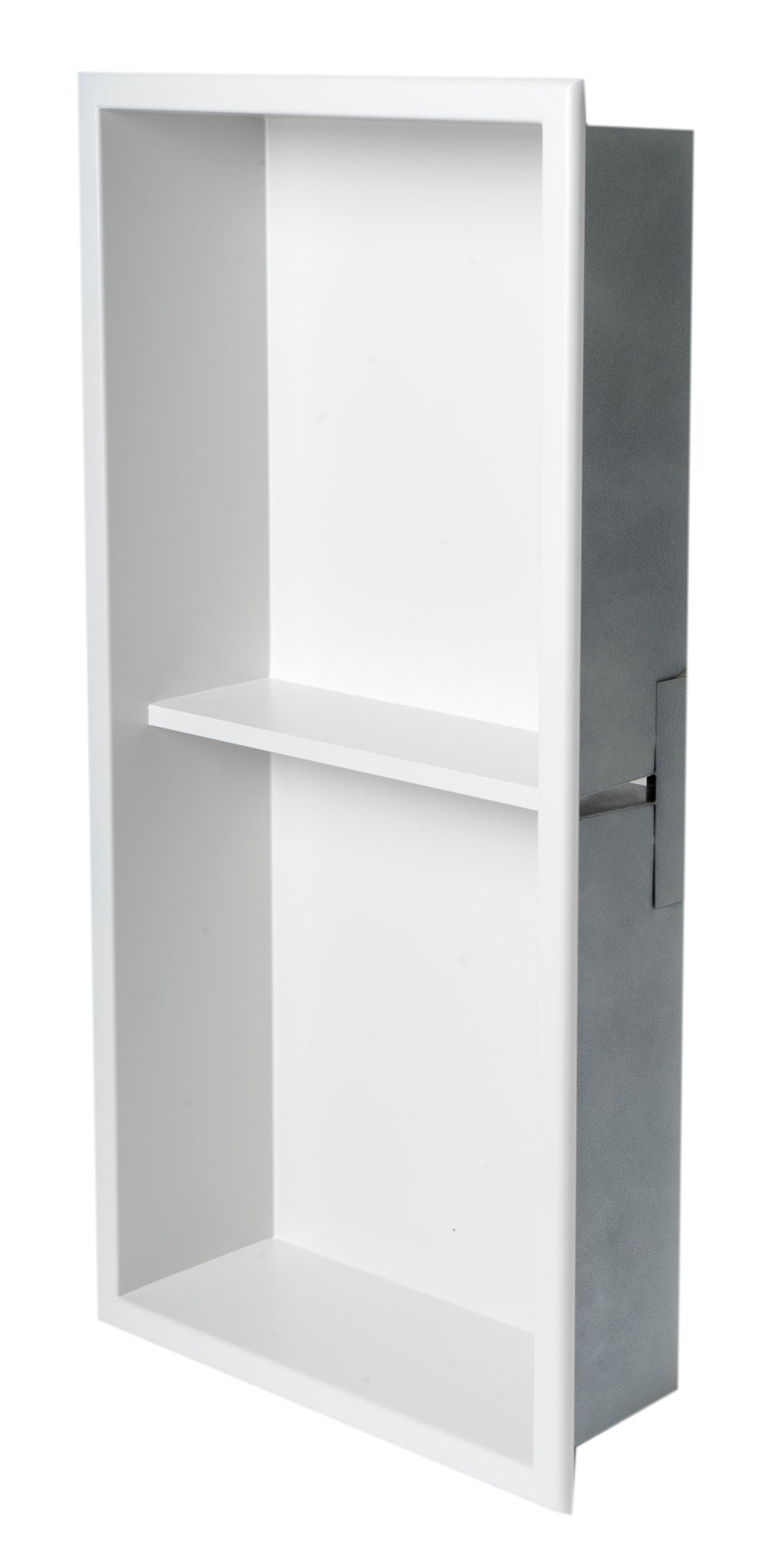 ALFI brand ABNC1224-W 12 x 24 White Matte Stainless Steel Vertical Double Shelf Bath Shower Niche, 20 Gauge