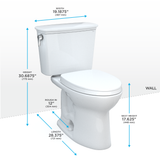 TOTO Drake Transitional Two-Piece Elongated 1.28 GPF Universal Height TORNADO FLUSH Toilet with CEFIONTECT and SoftClose Seat, WASHLET+ Ready, Cotton White, Vitreous China, MS786124CEFG#01