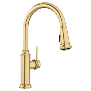 Alternate Image for Blanco Empressa High Arc Pull-Down Dual-Spray Kitchen Faucet, Satin Gold, 1.5 GPM, Brass, 442980