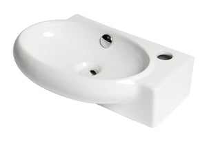 Alternate Image for ALFI brand 16.75" x 10.38" Oval Wall Mount Porcelain Bathroom Sink, White, 1 Faucet Hole, ABC117