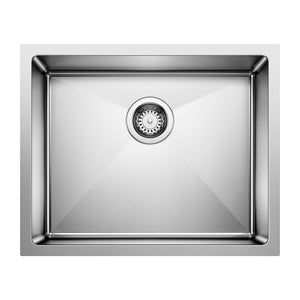 Alternate Image for Blanco Quatrus 22" Undermount Stainless Steel Kitchen Sink, Satin Polish, 18 Gauge, No Faucet Hole, 443145