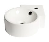 ALFI brand 17.38" x 12" Oval Wall Mount Porcelain Bathroom Sink, White, 1 Faucet Hole, ABC121