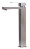 ALFI Brushed Nickel Tall Square Single Lever Bathroom Faucet, AB1129-BN