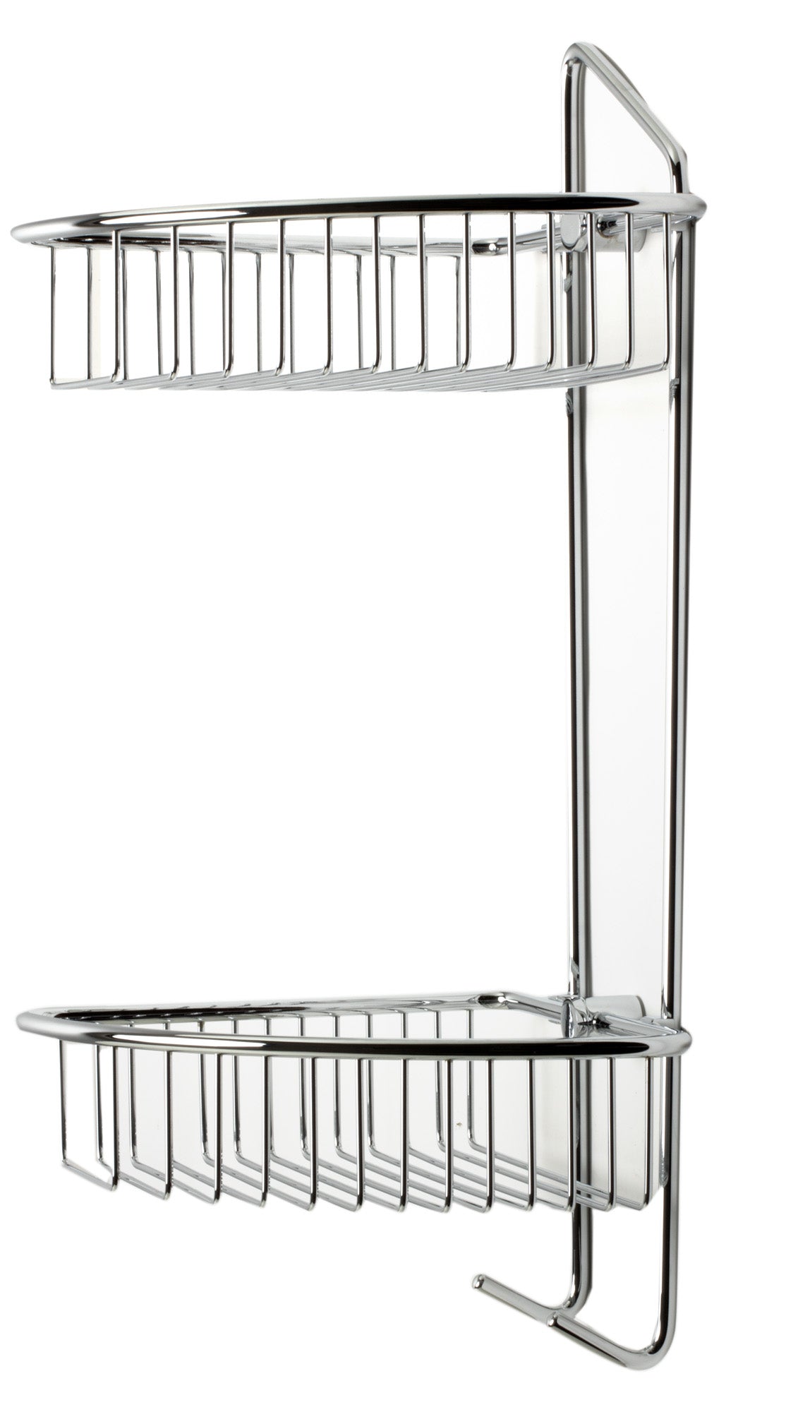 ALFI brand AB9532 Polished Chrome Corner Mounted Double Basket Shower Shelf Bathroom Accessory, Brass, Grey