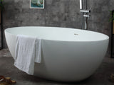 ALFI brand 67" Solid Surface Smooth Resin Free Standing Oval Soaking Bathtub, White Matte, AB9941