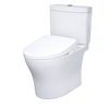TOTO WASHLET+ Aquia IV Two-Piece Elongated Dual Flush 1.28 and 0.9 GPF Toilet, Contemporary WASHLET S7A Bidet Seat, Cotton White, Vitreous China, MW4464736CEMGN#01