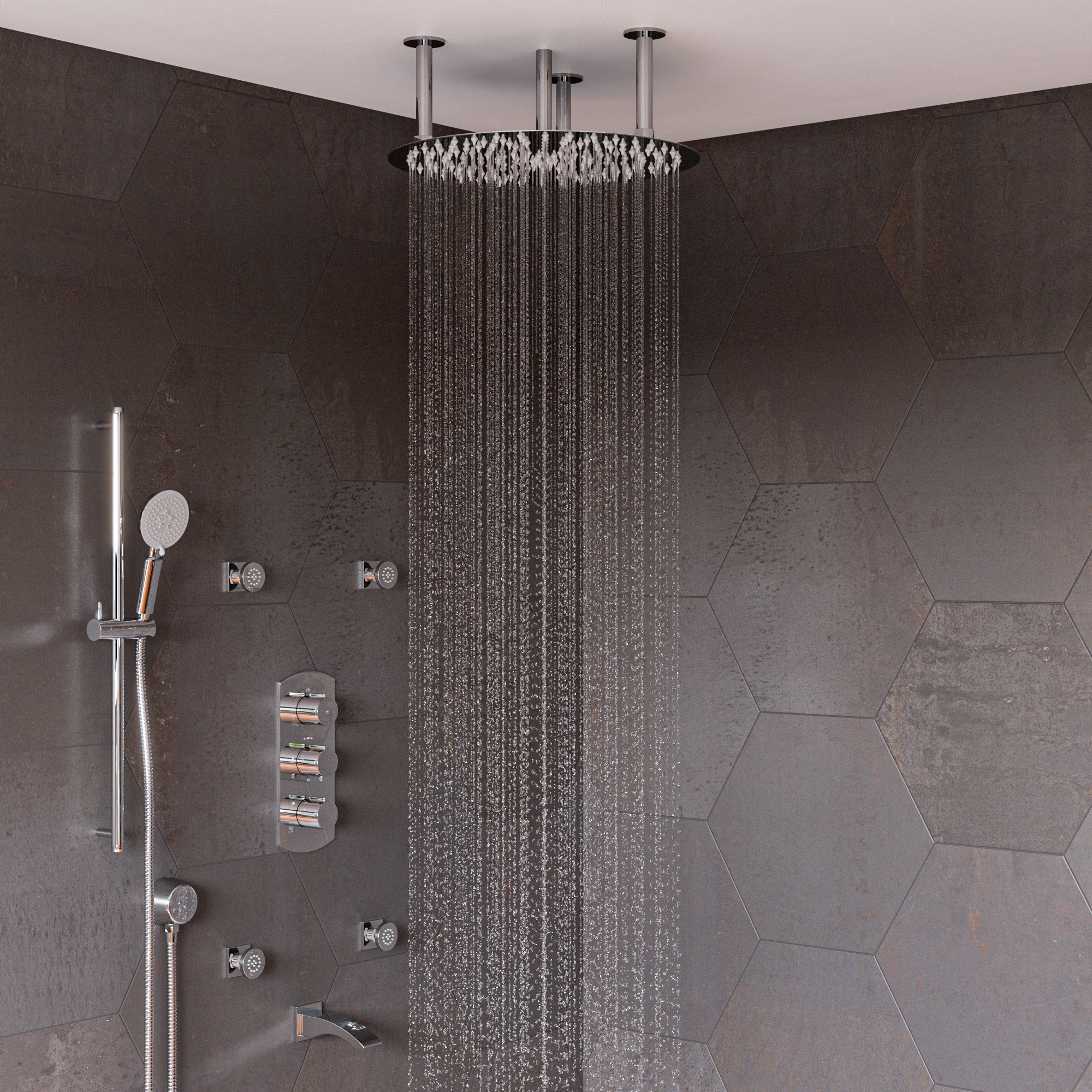 Alternative View of ALFI brand AB4101-PC Polished Chrome Concealed 4-Way Thermostatic Valve Shower Mixer /w Round Knobs, Brass