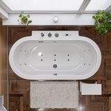 Eago 71" Acrylic Free Standing Oval Bathtub with Fixtures, White, AM128ETL