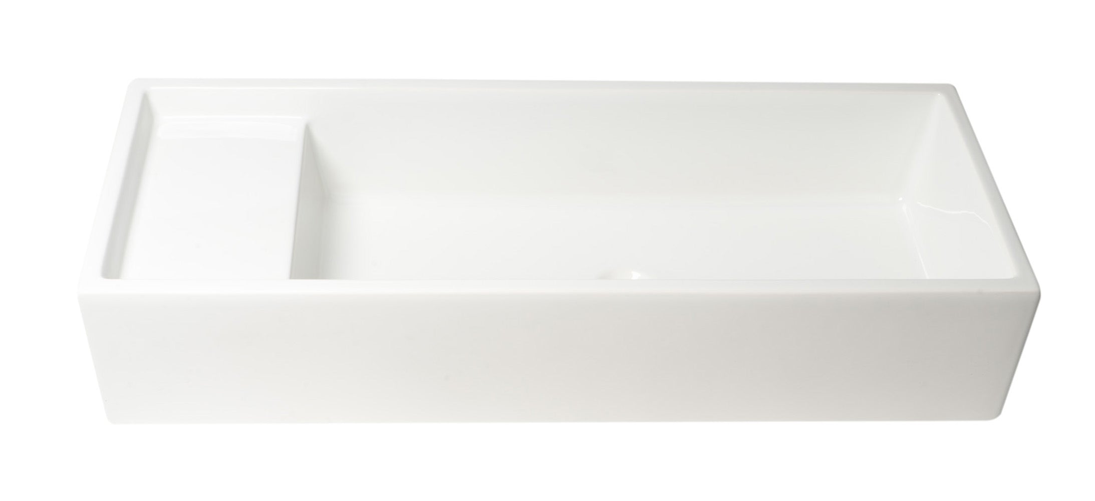 ALFI brand 39.4" x 14.6" Rectangle Above Mount or Semi Recessed Fireclay Bathroom Sink, White, No Faucet Hole, AB39TR