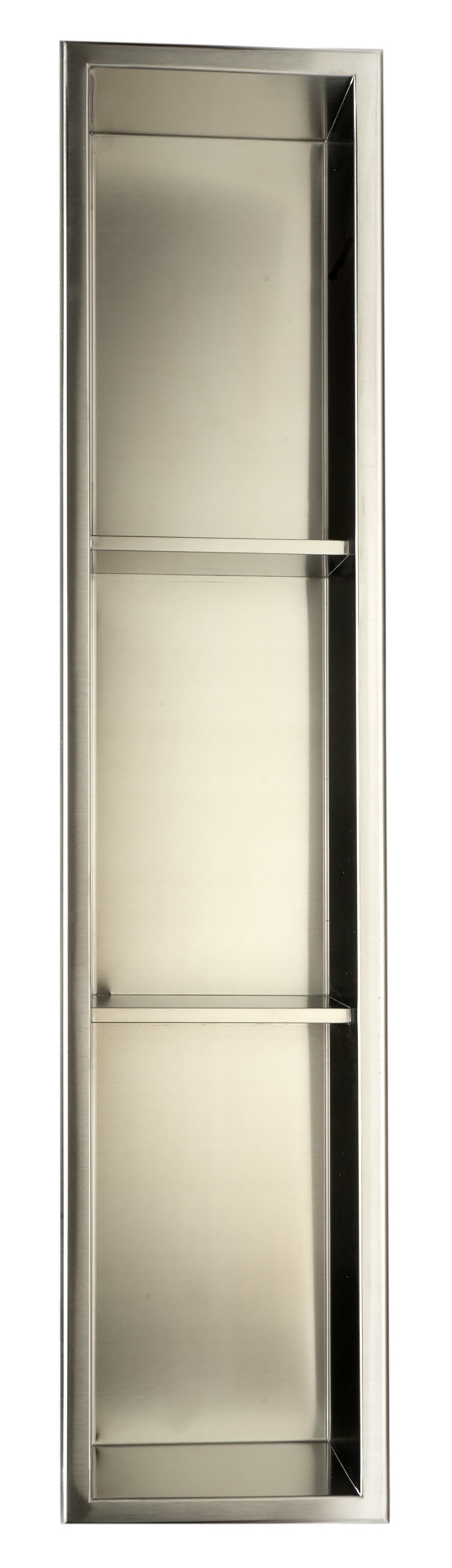 ALFI brand ABN0836-BSS 8 x 36 Brushed Stainless Steel Vertical Triple Shelf Bath Shower Niche, 20 Gauge