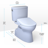 TOTO WASHLET+ Vespin II Two-Piece Elongated 1.28 GPF Toilet with Auto Flush WASHLET+ S7A Contemporary Bidet Seat, Cotton White, Vitreous China|Plastic, MW4744736CEFGA#01