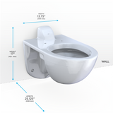 TOTO TORNADO FLUSH Commercial Flushometer Wall-Mounted Toilet with CEFIONTECT, Elongated, Cotton White, Vitreous China, CT728CUVG#01