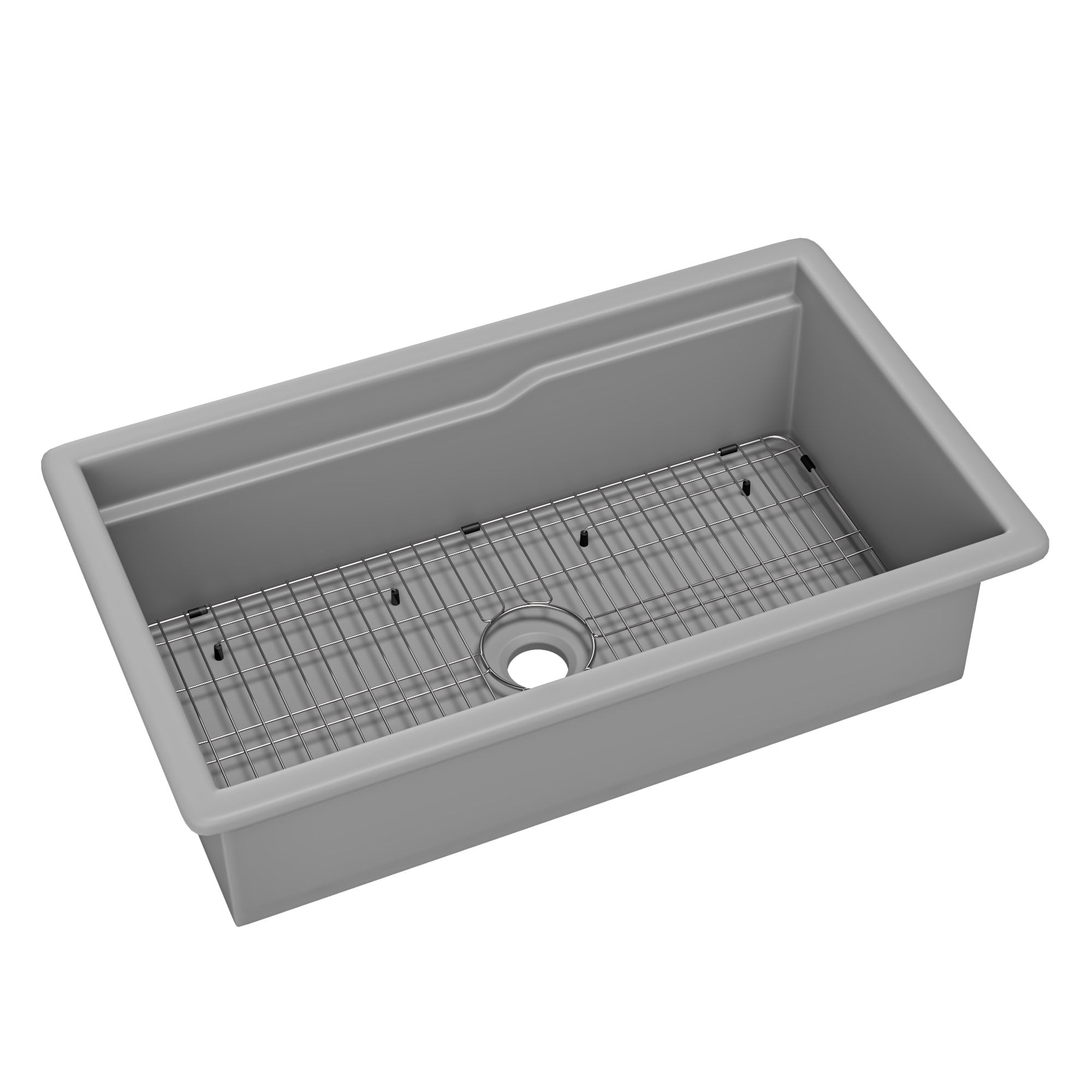 ALFI brand 32 fireclay workstation farmhouse step rim sink gray matte product image